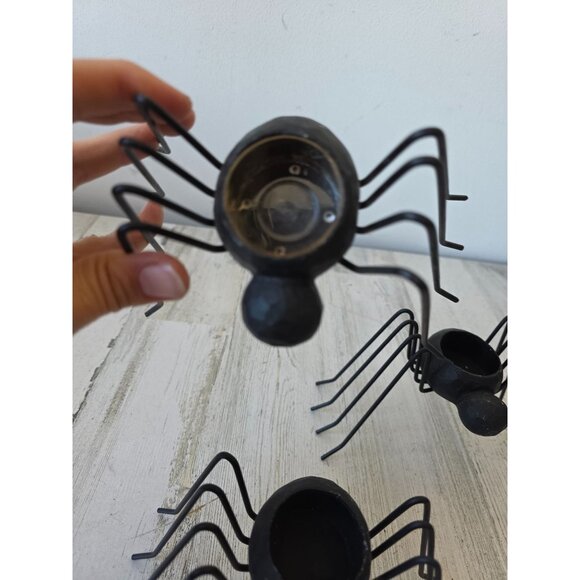 Metal spider candle holder votive Halloween decor set unique - Picture 8 of 14